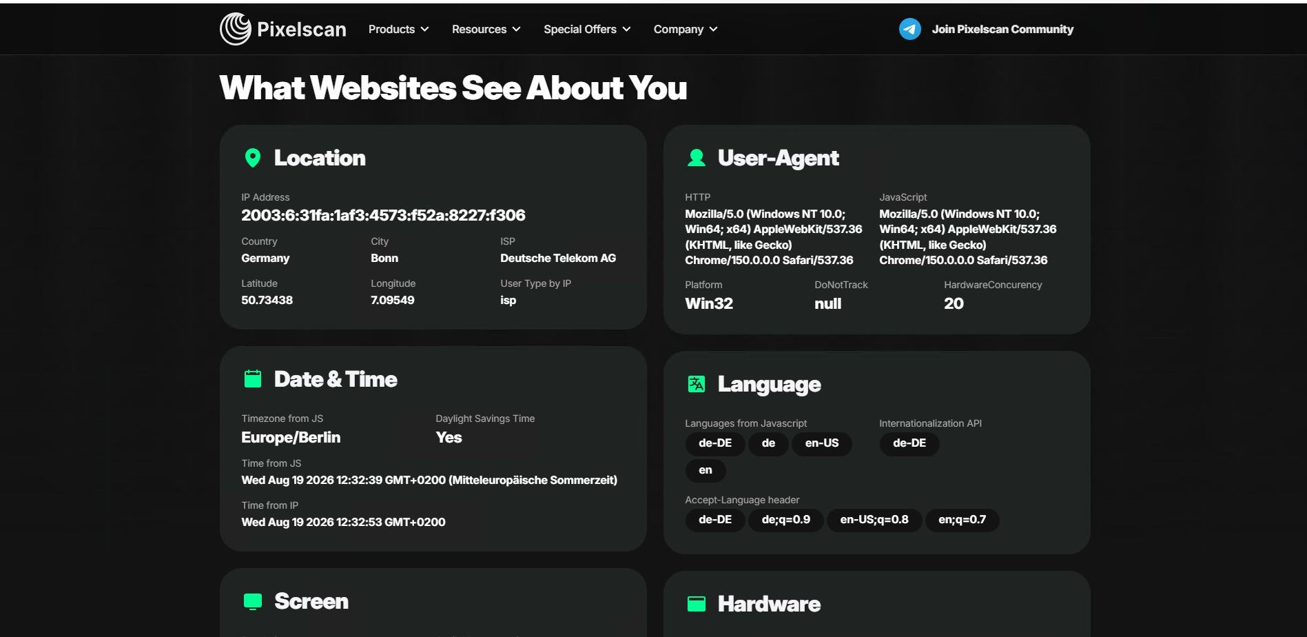 AdsPower при проверка через PixelScan
